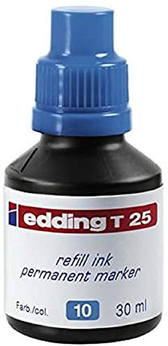 edding T 25 Nachfülltinte Permanent Marker - hellblau - 30 ml - mit Tropfenspender, zum schnellen Nachfüllen fast Permanent Marker