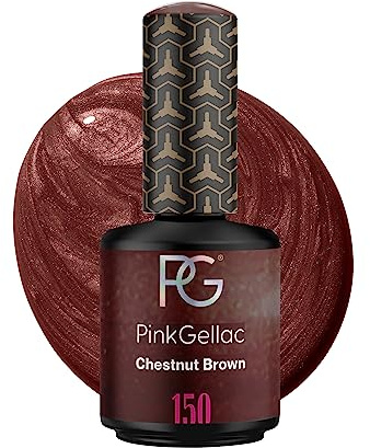 Pink Gellac UV Gel Nagellack - 150 Chestnut Brown 15 ml - Lang Anhaltend UV Nagellack Braun - Gel UV für 14 Tage Nägel in Salonqualität - Made in Holland