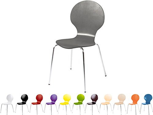 möbelando Stapelstuhl Bistrostuhl Stuhl Esszimmerstuhl Küchenstuhl Design Metall Holz stapelbar sehr belastbar Marcus (Grau)