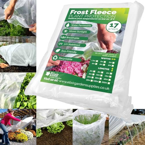 Elixir Gardens 4M Wide Garden Cold/Frost/Wind Fleece for Winter Plant Protection | 4m x 25m
