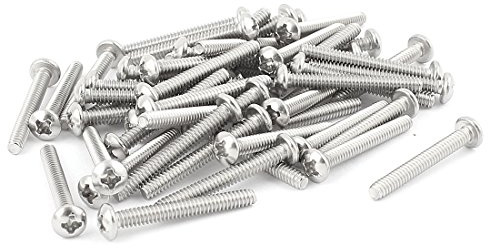 sourcing map 50 pcs #6-32 x 1 1/8 de acero inoxidable tornillos de cabeza Phillips Braguero tornillos de máquina