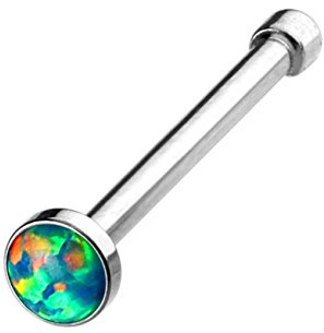 Paula & Fritz® Nasen-Piercing Nasenpiercing-s Nose Nasenfluegel Nasenstecker Nostril Aufsatz Opal Rund Weiß Blau Grün Lila Edelstahl Chirurgenstahl 316L