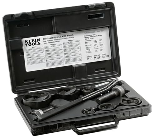 Klein Tools 53732SEN Knockout Punch Set with Wrench, Electrical Conduit Hole Cutter 1/2-inch to 2-inch