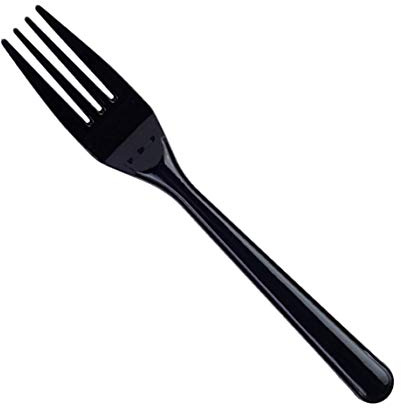 Thali Outlet - 100 x Black Plastic Forks Re-usable Dessert Dinner Starter Cutlery