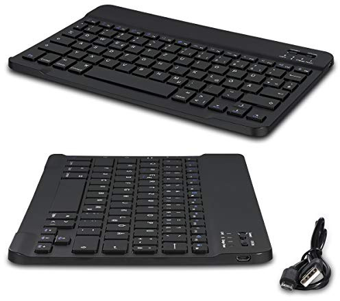 NAUC Bluetooth Tastatur Kabellose Funktastatur Flache Multi-Device Wireless Keyboard Wiederaufladbare Keyboard QWERTZ Layout für MacOS Windows iOS Android
