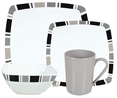 Carre Camping Tafelgeschirr aus Melamin für 4 Personen 16-teilig - 16tlg Picknick Geschirrset Geschirr Campinggeschirr