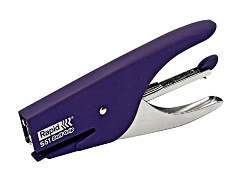 Rapid Supreme S51 Stapling Pliers, 15 Sheet Capacity, Uses No. 21 Staples, Soft Grip, Metal and Rubber, Purple, 10538741