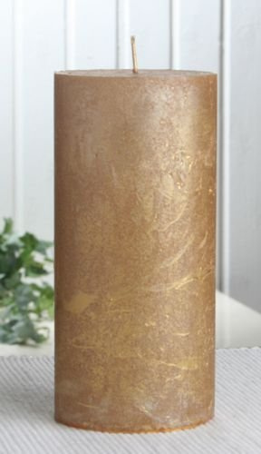 Rustik-Stumpenkerze, 15 x 7 cm Ø, Gold-metallic