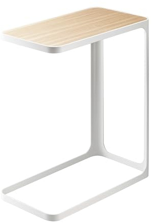 YAMAZAKI 7202 Frame Side Table, White, Steel/Wood, 24 x 45 x 52 cm