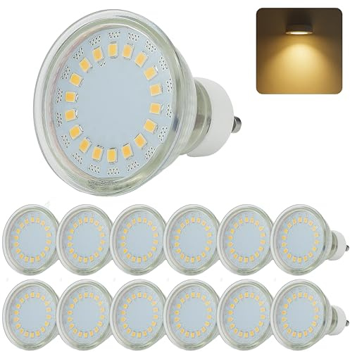 Sweet Led 12x LED Lampe 230V 5W LED-Leuchtmittel Deckenleuchte rund aus Glas mit Keramiksockel Glühlampe geeignet für GU10 Fassungen - 3000K warmweiß