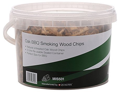 First4Spares Classic Oak Smoking Wood Chips for Fire Pits BBQ's & Smokers - 3L Resealable Tub for Freshness