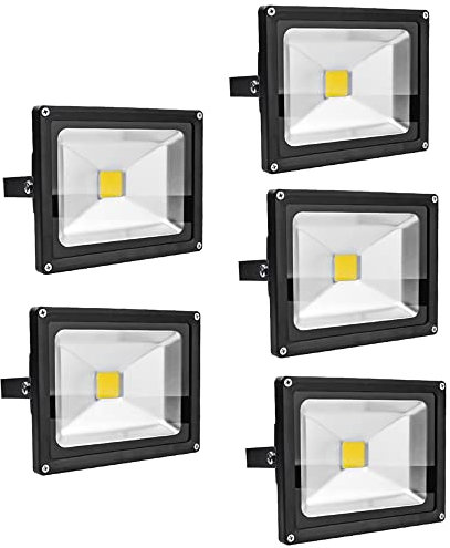 Leetop 5pcs Focos LED Exterior 20W,Proyector Reflector de Pared,Iluminación Exterior IP65 Resistente al Agua Blanco Frio(6000-6500K)
