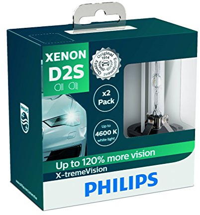 Philips Xenon X-Tremevision D2S, Ampoule Xénon Pour Éclairage Automobile, Jusqu'À 120% De Luminosité En Plus, Lot De 2