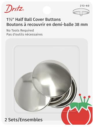 Dritz 213-60 Half Ball Cover Buttons, Size 60 - 1-1/2-Inch, 2-Sets