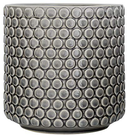 Bloomingville Vaso DOT - per Fiori da Interno e Piante da Interno, Piante grasse, Cactus, Orchidee M (15,5 cm ø), Grigio, Ceramica Gres