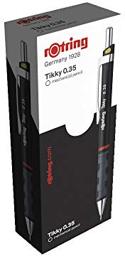 rOtring Tikky Druckbleistift farblich gekennzeichnet | 0,35 mm | schwarzer Schaft | 12er-Box
