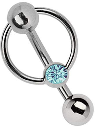 Modern Nature Piercing-Schmuck Intimpiercing Titan Banane in 1,6 mm, 5 mm Lochkugel und Klemm-Ring mit Stein in vielen Farben