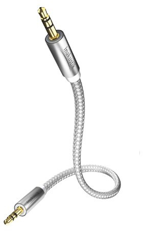 inakustik – 00410103 – Premium 3,5mm Klinkenkabel | Für den Anschluss vom Smartphones, Tablets oder PC an HiFi-Verstärker | 3,0m in Weiß/Silber | 2-fache Abschirmung - moderner Geflechtschirm