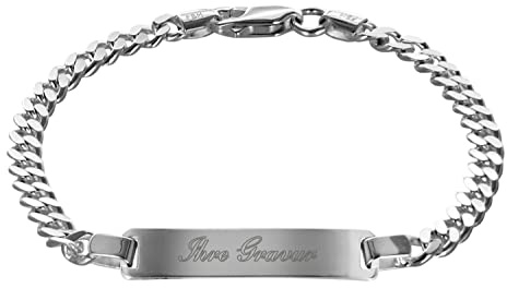 trendor Gravur-Armband für Männer 925 Silber Panzerkette mit Namen 88612-21 | modischer Gravurschmuck für Herren mit poliertem Gravurschild