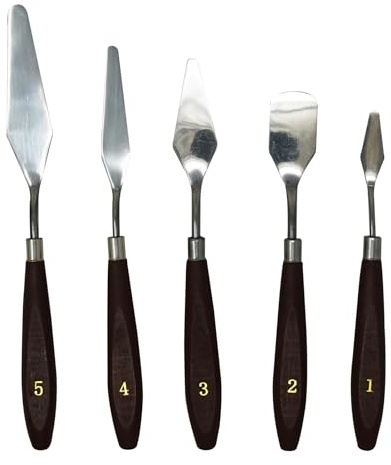Dapetz® Palette Knives Set 5 pcs Stainless Steel.Spatula/Scraper. Art Supply, Accessories for Oil and Acrylic Painting, Colour Mixing for Pouring Art, Pre-Mixing for Watercolours