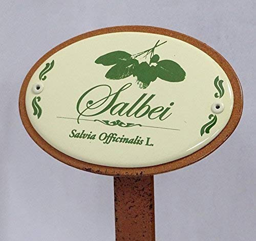 linoows Kräuterschild Kräuterstecker Emaille, Salbei, Erdspieß 30 cm