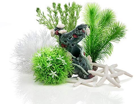 biOrb 48443 Decor Set 15L Flower Garden - Aquariendekoration mit realistischen künstlichen Wasserpflanzen, Wurzeln und Steinen für schönes Aquariendesign, passend für alle biOrb Modelle ab 15 L