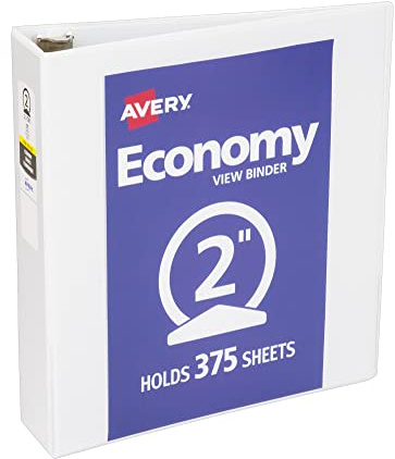 Avery Economy View 3 ringpärmar, 5 cm runda ringar, 1 vit pärm (05780)