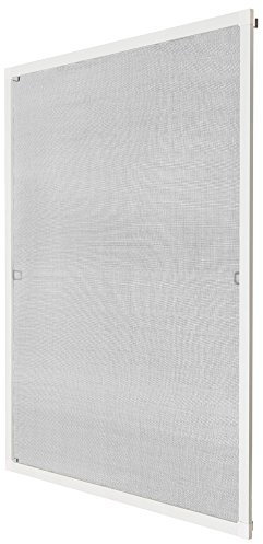 TecTake Moustiquaire fenetre & Store Cadre en Aluminium 130x150cm Blanc Filet Anti Moustique Résistante aux intempéries & aux UV idéal Chambre Enfant, Salon, Chambre Bebe Entrée Maison