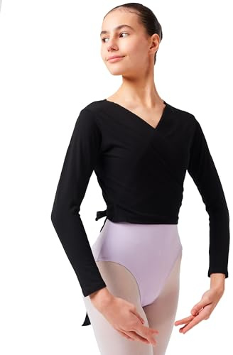 tanzmuster Ballett Wickeljacke Mädchen - Mandy - Gr. 92-170 - extra weicher Baumwollstoff - Ballettjacke zum Wickeln für Kinder