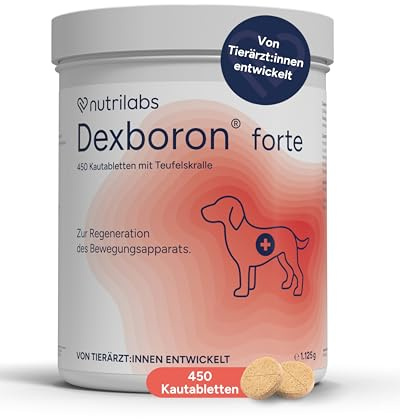 NutriLabs Dexboron® forte Hunde Kautabletten 450 STK. - Tabletten mit Teufelskralle für Hunde - Hunde Regenerationsmittel mit Weidenrinde, Weihrauchextrakt u.v.m. - Hunde Regenerationsmittel