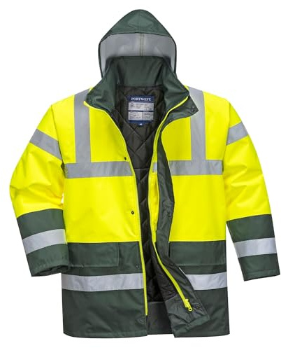 Portwest S466 Hi-Vis Contrast Traffic Jacka, Gul/Grön, Storlek S
