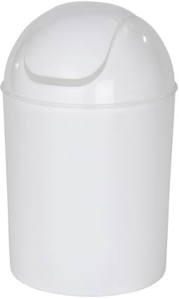 WENKO Schwingdeckeleimer Economic, Kosmetikeimer 6 l für Badezimmer, aus Kunststoff in Weiß