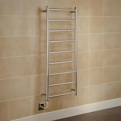 Manissa Selby Electric Heated Towel Rail Stainless Steel 600 W x 1200 H | Towel Warmer, Rust-Resistant, Bathroom, Wall Mounted, Mirror Polished