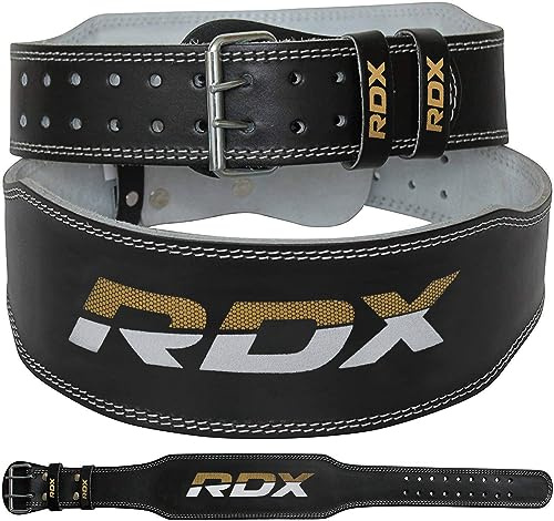 RDX Ceinture de Musculation, 4” 6” Cowhide Cuir D'haltérophilie Belt, 10 Trous Réglables, Support Dos Lombaire Ceinture de Levage, Entraînement en Force Bodybuilding Fitness Gym, Homme Femme