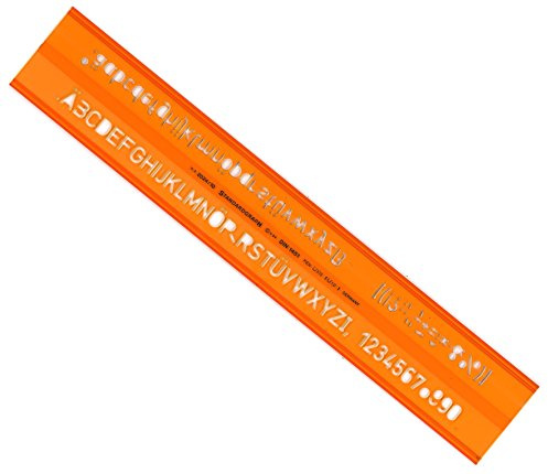 Graphoplex GXST2024/10 Buchstaben-Schablone, ISO, 10 mm, transparent-orange