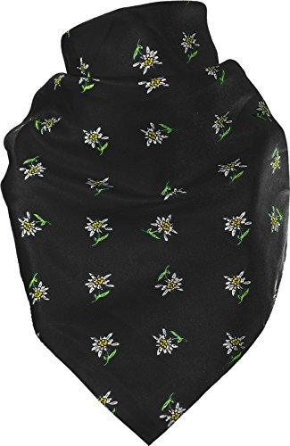 Harrys-Collection Damen Feines Tuch mit Edelweiss in vielen Farben 65 X 65 cm, Farben:schwarz
