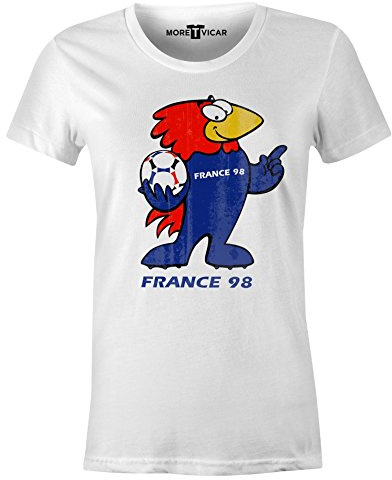 More T Vicar France 98 Vintage T Shirt - Distressed Look Print Dames Football World Cup T Shirt