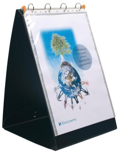 Exacompta 56134E Präsentationsringbuch Exactive ExaShow mit 20 Prospektenhüllen und Tischstaffelei-System. 4 Ringmechanik 30 mm für erfolgreiche Präsentationen im A3-Hochformat