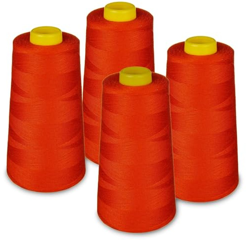Overlockgarn Set med 4 sytrådspolar 2700 meter - 100% polyester/40 S/2/överlock/symaskin/handsömnad (114 röd) Lialina®