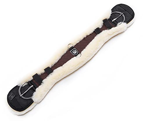 CHRIST Lammfell Western-Sattelgurt KONTURGURT von Werner anatomisch geformter Westerngurt (Kurzgurt), echtes Fell in braun-Natur, Länge 85 cm