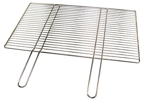 Edelstahl Grillrost 54 x 34 cm mit festen Handgriffen für Grillkamin | nur 10 mm lichter Stababstand / deutscher Fachhändler / Grillclub