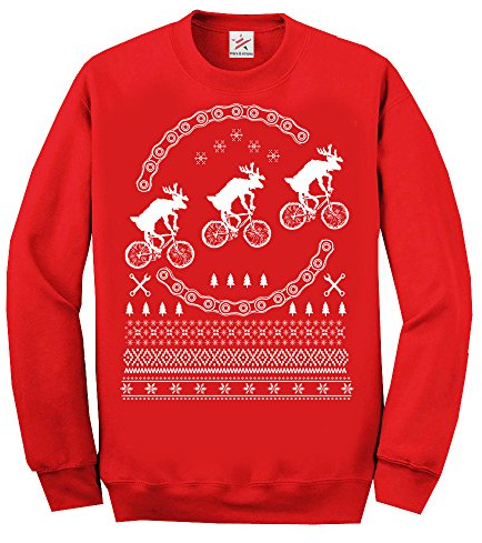 Stjärna och ränder julren på cykel cool hel ärm tröja jumper roliga tryckta tröjor, tröjor, tröjor, tröjor, Röd, XXL