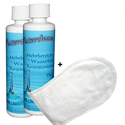 Conditioner für Wasserbetten. Frischmittel, 2 x 250ml Pflegemittel für Wassermatratzen plus 1 Pflegehandschuh