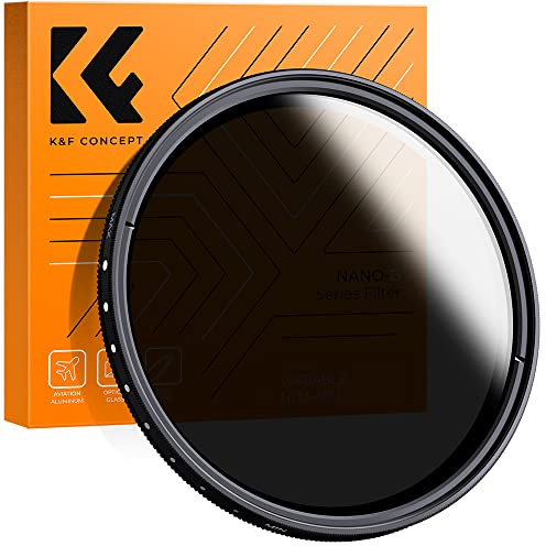 K&F CONCEPT 62mm Variable ND Filter ND2-400 1-9 Stops with Cleaning Cloth | Slim Adjustable Fader ND2 ND4 ND8 ND16 to ND400 Neutral Density Filter, for Beach Rivers Outdoor Nano-B Series FN101