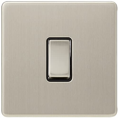 AET SLINTBS 1 Gang 10 A Screwless Black Insert Metal Rocker Switch