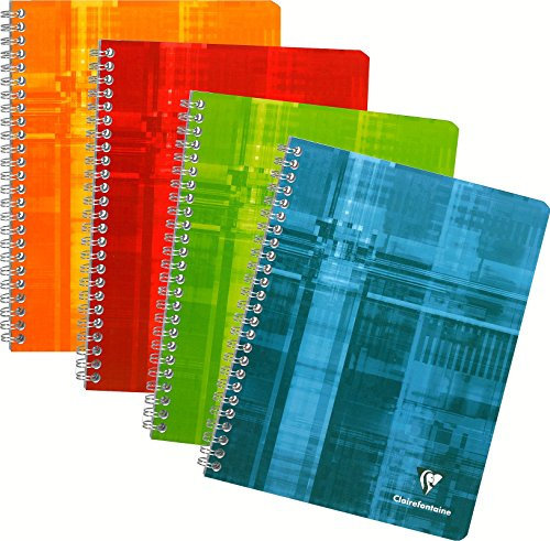 Clairefontaine 68761C – spiralhäfte 17 x 22 cm, 90 ark fransk linjering, 90 g, blandade färger, 1 styck