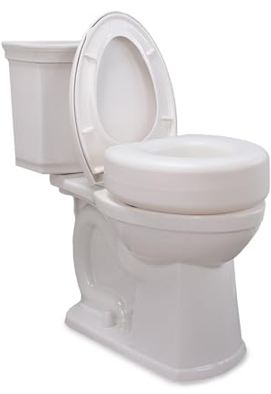 AquaSense 4-Inch Portable Toilet Seat Riser - Elevated Toilet Seat for Seniors - Easy Installation - Sturdy Non-Skid Design - Fits Round Toilets - Post-Surgery & Mobility Aid