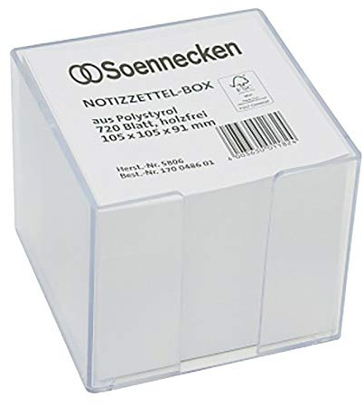Soennecken Zettelbox 5806 105x105x91mm transparent +Inhalt