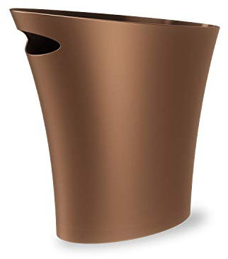 Umbra Skinny 2 Gallon Trash Can – Sleek & Stylish Bathroom Garbage Can, Small Garbage Can, Waste Basket for Small Spaces at Home or Office, Bronze