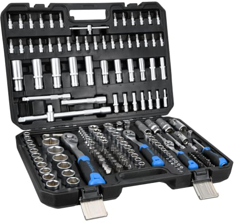 SW-Stahl 07630L Steckschlüsslsatz I 171-teilig I 1/2 Zoll 1/4 Zoll 3/8 Zoll Ratschen I Werkzeugkoffer Industriequalität
